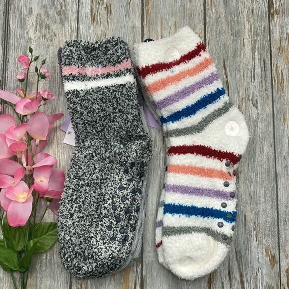 Women's Ultra Soft Fuzzy Lounge Socks 2-Pack Shoe Size 4-10 - Picture 2 of 6